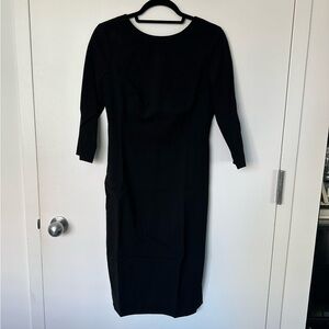Theory - Black, Long-Sleeve, Sheath Dress In Stretch Wool - Size 4
